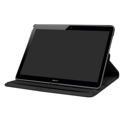 Huawei MediaPad T3 10 atverčiamas, sukamas 360 laipsnių, juodas odinis dėklas - stovas / Priedai.lt