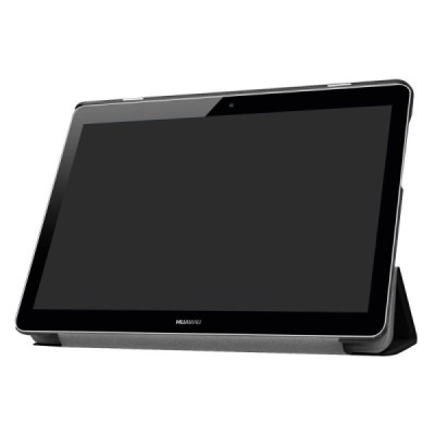 Huawei MediaPad T3 10 atverčiamas juodas odinis dėklas - knygutė / Priedai.lt