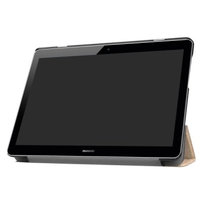 Huawei MediaPad T3 10 atverčiamas aukso spalvos odinis dėklas - knygutė / Priedai.lt
