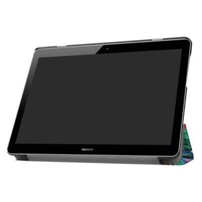 Huawei MediaPad T3 10 atvēramais krāsains, balts maciņš / Vacins.lv