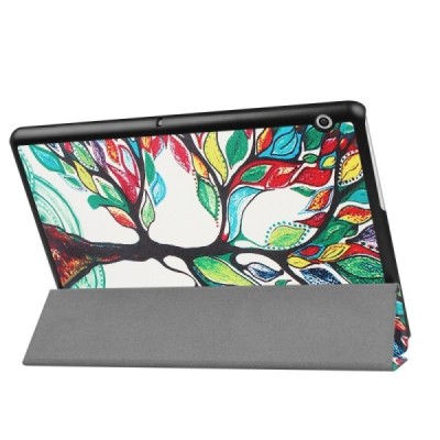 Huawei MediaPad T3 10 atvēramais krāsains, balts maciņš / Vacins.lv