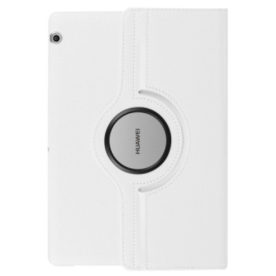 Huawei MediaPad T3 10 atvēramais balts ādas maciņš, grozās 360° grādu apjomā / Vacins.lv