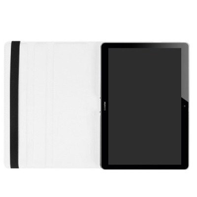 Huawei MediaPad T3 10 atvēramais balts ādas maciņš, grozās 360° grādu apjomā / Vacins.lv