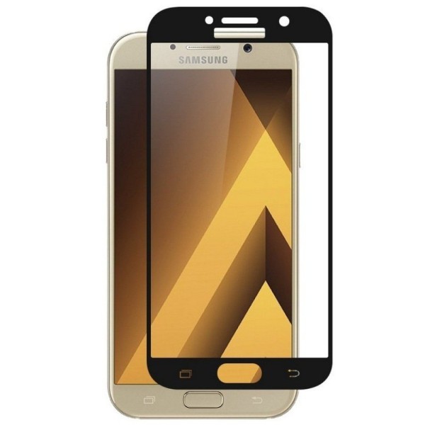 „Calans“ Tempered Glass pilnai dengiantis apsauginis ekrano stiklas 0.2 mm - juodas (Galaxy A7 2017)