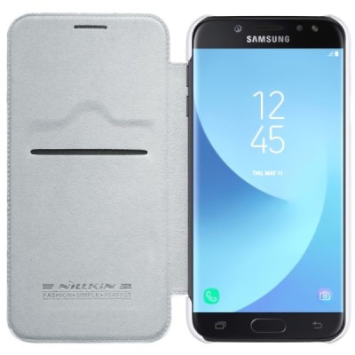 Prabangus „Nillkin“ Qin serijos baltas odinis atverčiamas Samsung Galaxy J5 2017 (J530) dėklas / Priedai.lt