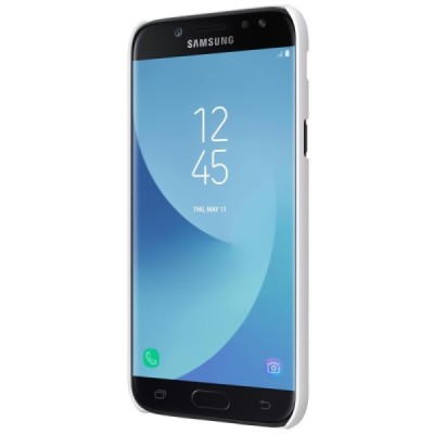 Samsung Galaxy J7 2017 (J730) Nillkin Frosted Shield baltas plastikinis dėklas + apsauginė ekrano plėvelė / Priedai.lt