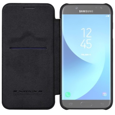 Greznais „Nillkin“ Qin sērijas ādas atvērams melns Samsung Galaxy J7 2017 (J730) maciņš / Vacins.lv