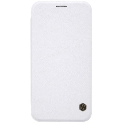 Prabangus „Nillkin“ Qin serijos baltas odinis atverčiamas Samsung Galaxy J7 2017 (J730) dėklas / Priedai.lt