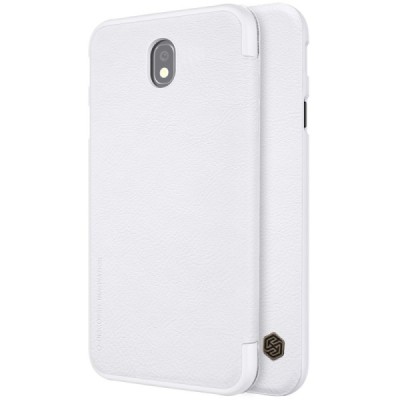 Prabangus „Nillkin“ Qin serijos baltas odinis atverčiamas Samsung Galaxy J7 2017 (J730) dėklas / Priedai.lt