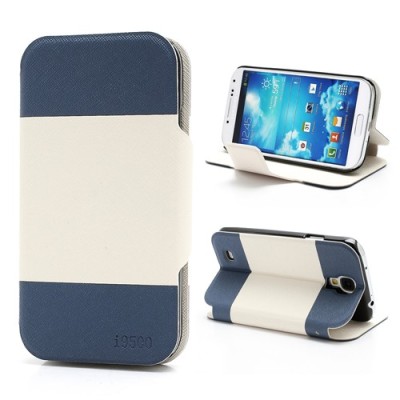 „Unique Series“ atverčiamas, pastatomas baltos ir mėlynos spalvų Samsung Galaxy S4 dėklas (dėkliukas) - knygutė - piniginė / Pri