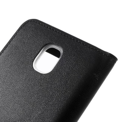 Samsung Galaxy J3 2017 (J330) juodas atverčiamas „View Window“ dėklas su langeliu / Priedai.lt