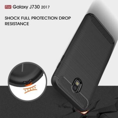 Samsung Galaxy J7 2017 (J730) „Carbon“ cieta silikona (TPU) melns apvalks / vacins.lv