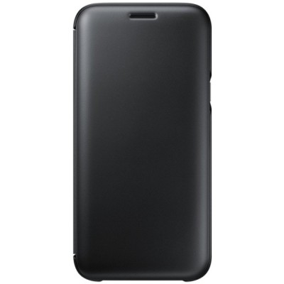 Samsung Galaxy J5 2017 (J530) oficiāls Wallet Cover atvērams melns ādas maciņš (maks) / Vacins.lv