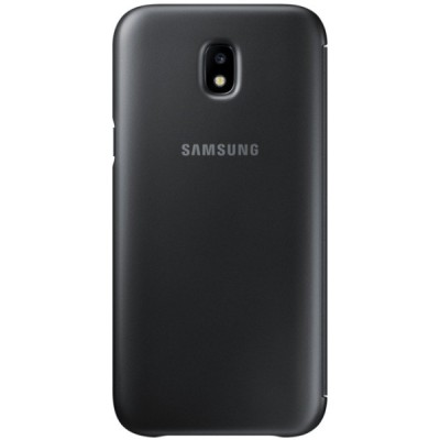 Samsung Galaxy J5 2017 (J530) oficiāls Wallet Cover atvērams melns ādas maciņš (maks) / Vacins.lv
