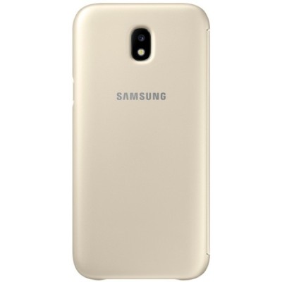 Samsung Galaxy J5 2017 (J530) oficiāls Wallet Cover atvērams zelta ādas maciņš (maks) / Vacins.lv