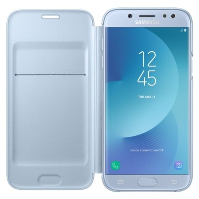 Samsung Galaxy J5 2017 (J530) oficiāls Wallet Cover atvērams gaiši zils ādas maciņš (maks) / Vacins.lv