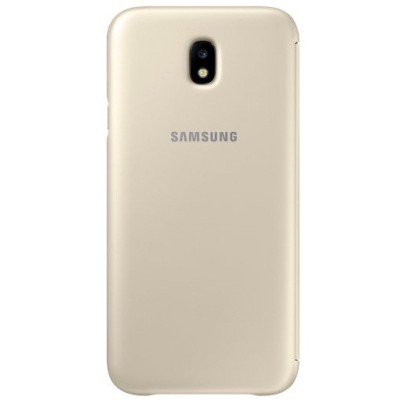 Samsung Galaxy J7 2017 (J730) oficiāls Wallet Cover atvērams zelta ādas maciņš (maks) / Vacins.lv