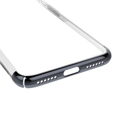 Apple iPhone 7 (iPhone 8) Baseus Glitter plastikinis skaidrus permatomas juodas dėklas / Priedai.lt
