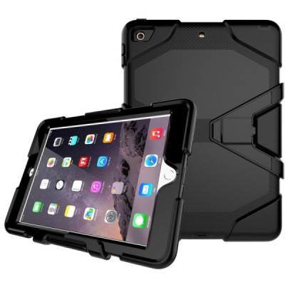 Apple iPad 9.7" 2017 (iPad 9.7" 2018) pastiprinātas aizsardzības melns apvalks / Vacins.lv