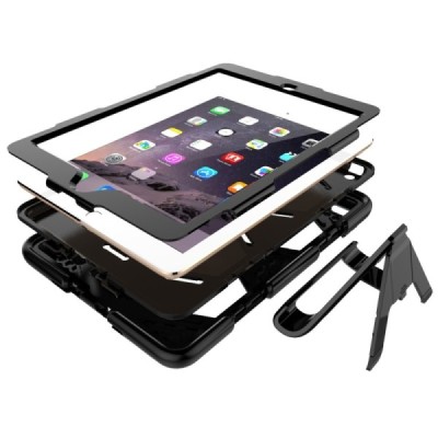 Apple iPad 9.7" 2017 (iPad 9.7" 2018) pastiprinātas aizsardzības melns apvalks / Vacins.lv