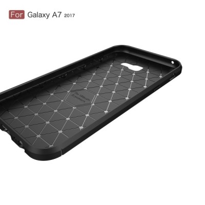 Samsung Galaxy A7 2017 (A720) „Carbon“ cieta silikona (TPU) melns apvalks / vacins.lv