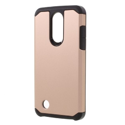 Sustiprintos apsaugos LG K8 2017 (X240, M200N) rožinis kieto silikono (TPU) ir plastiko dėklas / Priedai.lt