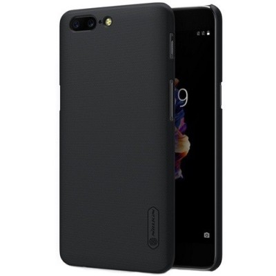 OnePlus 5 (OnePlus Five) Nillkin Frosted Shield melns plastmasas apvalks / vacins.lv