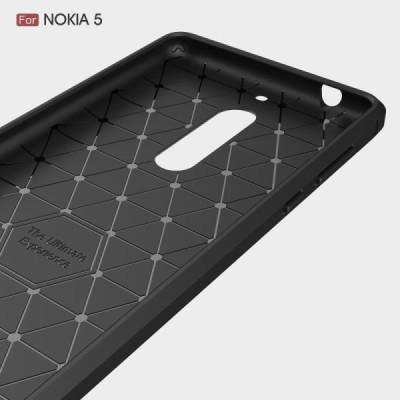 Nokia 5 „Carbon“ cieta silikona (TPU) melns apvalks / vacins.lv