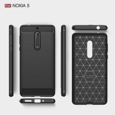 Nokia 5 „Carbon“ cieta silikona (TPU) melns apvalks / vacins.lv