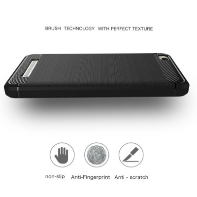 Xiaomi Redmi 4A „Carbon“ kieto silikono TPU juodas dėklas - nugarėlė / Priedai.lt