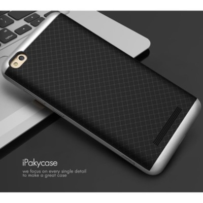 Xiaomi Redmi 4A „IPAKY“ kieto silikono TPU juodas (sidabriniais apvadais) dėklas - nugarėlė / Priedai.lt