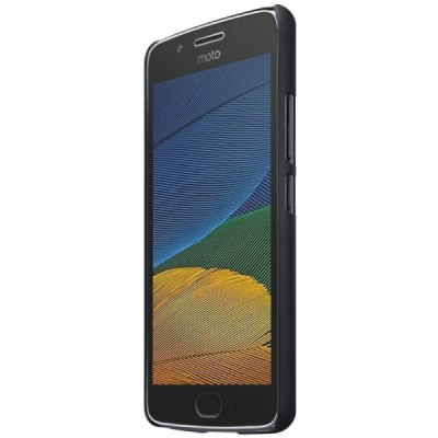 Motorola Moto G 5 kartos (Gen 5) Nillkin Frosted Shield juodas plastikinis dėklas + apsauginė ekrano plėvelė / Priedai.lt