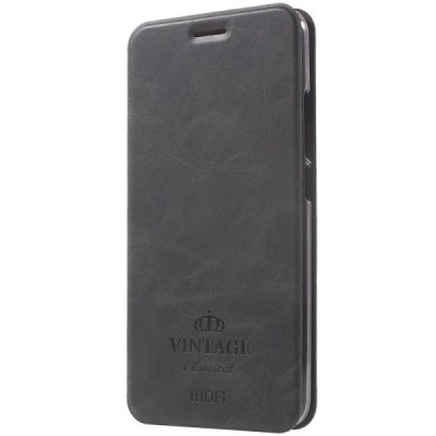 Meizu m5 note „Mofi“ Vintage sērijas melns ādas atvērams maciņš / Vacins.lv