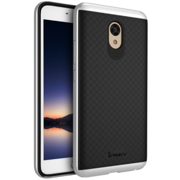 „IPAKY“ cieta silikona (TPU) apvalks - melns / sudrabs (m5 note)