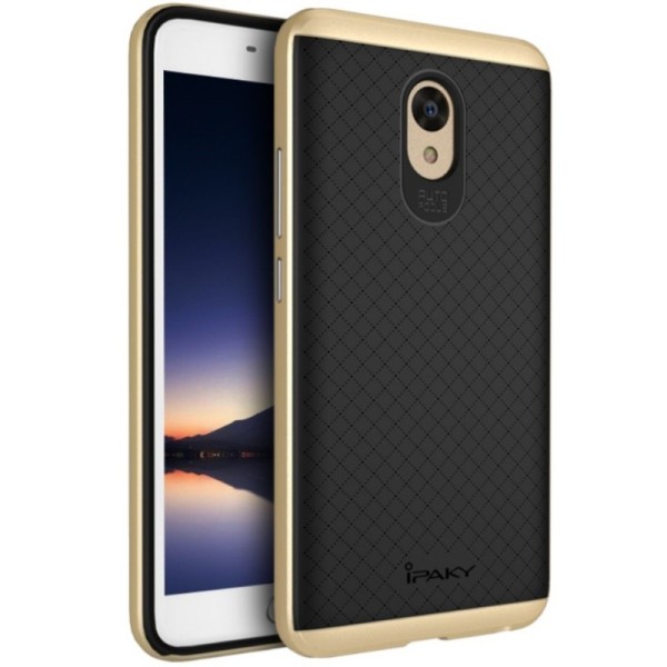 „IPAKY“ cieta silikona (TPU) apvalks - melns / zelta (m5 note)