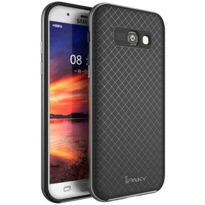 Samsung Galaxy A5 2017 (A520) „IPAKY“ cieta silikona (TPU) melns apvalks (apmales - pelekā krāsā) / Vacins.lv