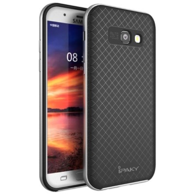 Samsung Galaxy A5 2017 (A520) „IPAKY“ kieto silikono TPU juodas (sidabro spalvos apvadais) dėklas - nugarėlė / Priedai.lt