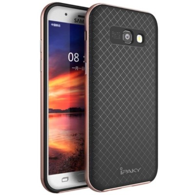Samsung Galaxy A5 2017 (A520) „IPAKY“ cieta silikona (TPU) melns apvalks (apmales - rozā krāsā) / Vacins.lv