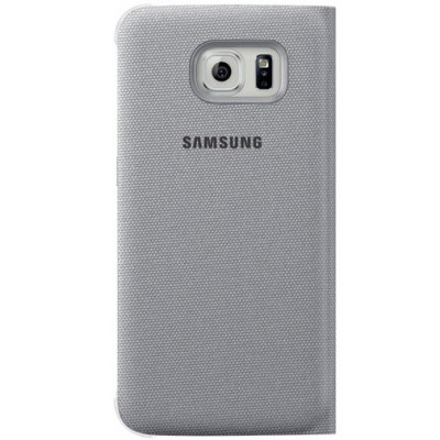 Samsung Galaxy S6 Edge originalus Flip Wallet Cover atverčiamas sidabrinis dėklas / Priedai.lt