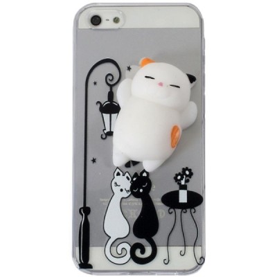 Apple iPhone 5, 5s un SE „Squezy“ Cat cieta silikona (TPU) dzidrs apvalks / vacins.lv