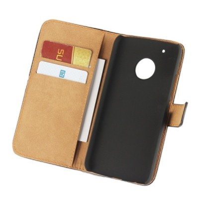 Motorola Moto G5 Plus (XT1684) atvēramais ādas melns Casual maciņš (maks) / Vacins.lv