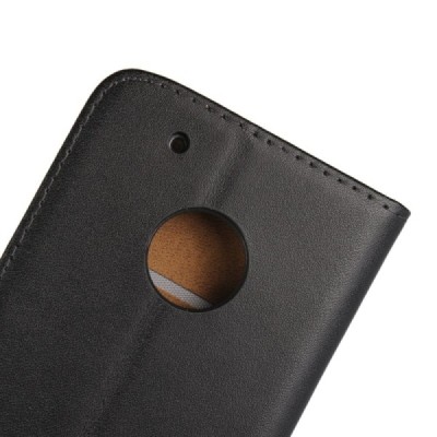 Motorola Moto G5 Plus (XT1684) atvēramais ādas melns Casual maciņš (maks) / Vacins.lv
