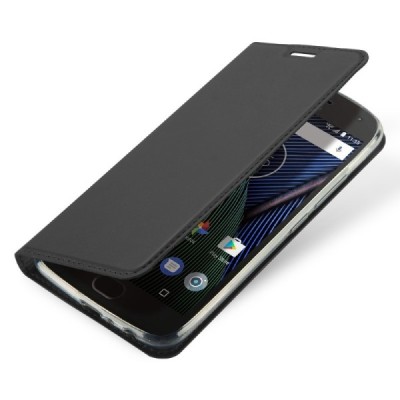 „Dux Ducis“ Skin serijos Motorola Moto G5 Plus (Gen 5 XT1684) juodas odinis atverčiamas dėklas / Priedai.lt