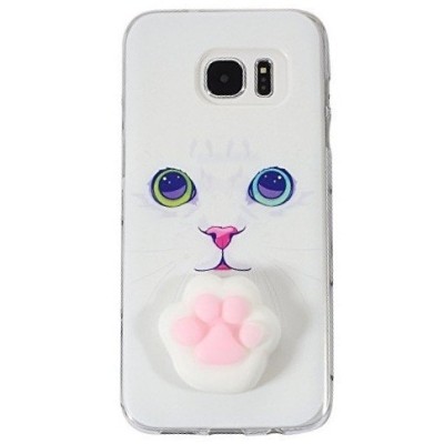 Samsung Galaxy S7 Edge (G935) „Squezy“ Pėdutė cieta silikona (TPU) balts apvalks / Vacins.lv