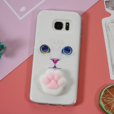 Samsung Galaxy S7 Edge (G935) „Squezy“ Pėdutė cieta silikona (TPU) balts apvalks / Vacins.lv