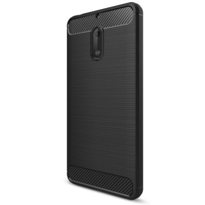 Nokia 6 „Carbon“ cieta silikona (TPU) melns apvalks / vacins.lv