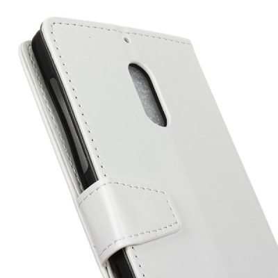 Nokia 6 atvēramais ādas balts maciņš, grāmata (maks) / Vacins.lv
