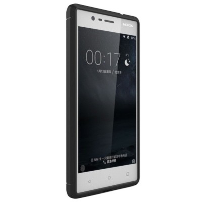 Nokia 3 „Carbon“ cieta silikona (TPU) melns apvalks / vacins.lv