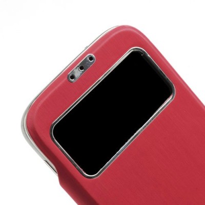 Atvēramais „S-View“ sarkans Samsung Galaxy S4 futrālis (maciņš) / Vacins.lv
