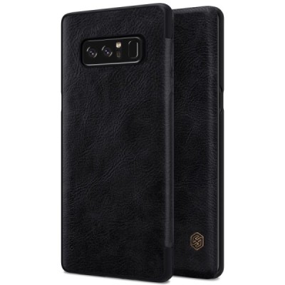 Prabangus „Nillkin“ Qin serijos juodas odinis atverčiamas Samsung Galaxy Note 8 (N950F) dėklas / Priedai.lt